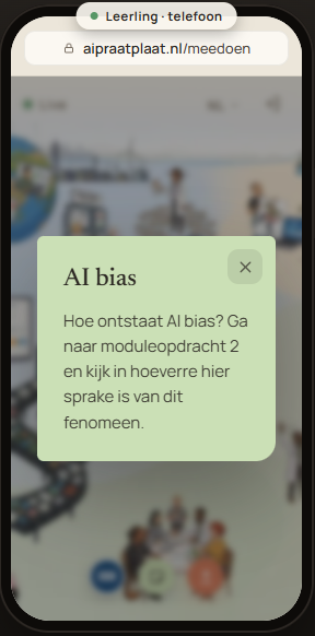 Gepushte memo over AI-bias op de telefoon van een deelnemer